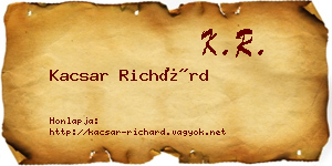 Kacsar Richárd névjegykártya